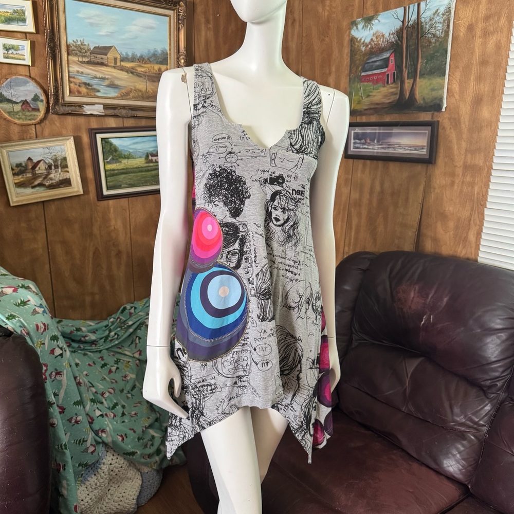 Desigual Graphic Sleeveless Tunic Dress